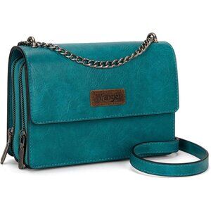 Women's Blue Turquoise Flap For Shoulder Bag Vintage Wallets With Chain Strap
